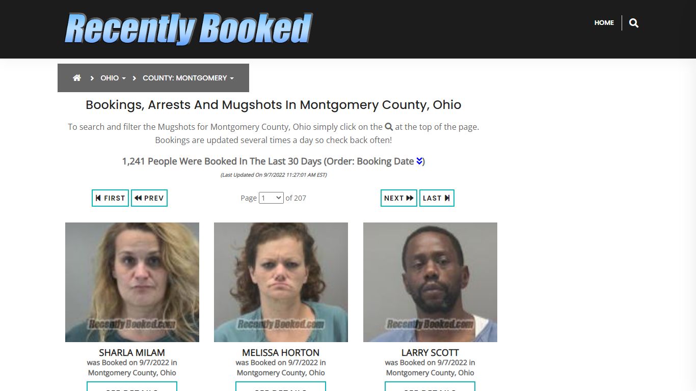 Bookings, Arrests and Mugshots in Montgomery County, Ohio - Recently Booked